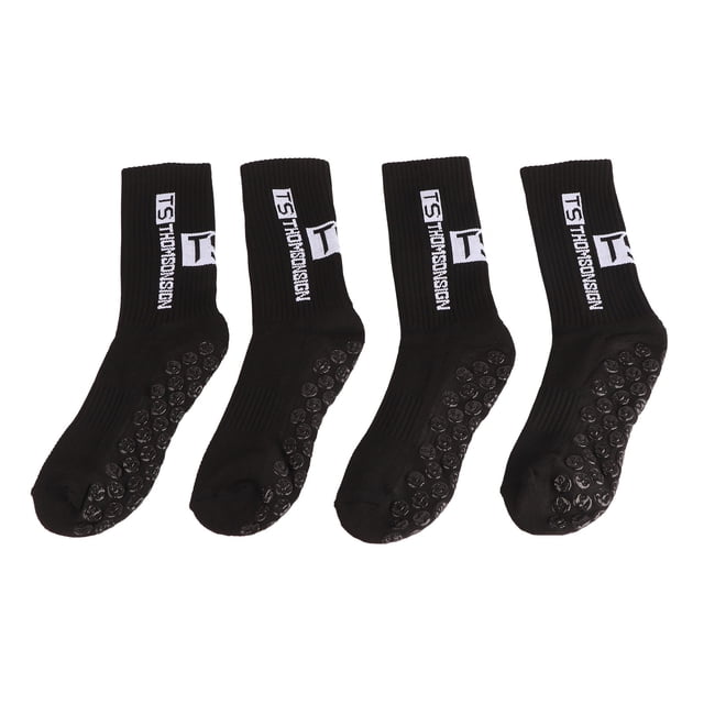 Calcetines de entrenamiento de fútbol para adultos, ideales para hombres y mujeres, negros, diseño antideslizante, calcetines acolchados antideslizantes para deportes