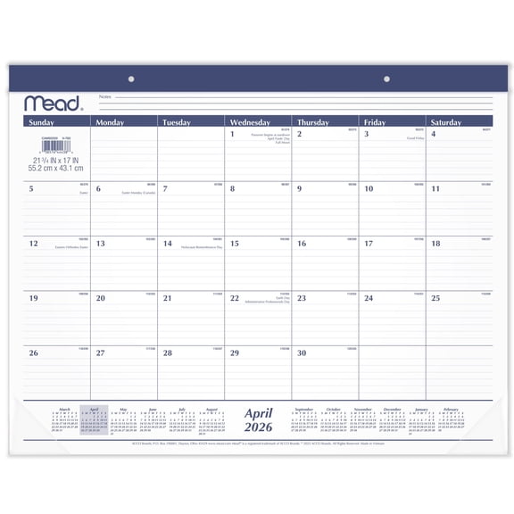 Mead Basic Academic 2026-2027 Monthly Desk Pad Calendar Standard 21 34 x 17 -