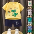 thumbnail image 2 of LRen Boy Outfits Size 7,Toddler Kids Boys Summer Short Sleeve Dinosaur Print 2PCS T Shirts Tops Shorts Outfits, 2 of 4