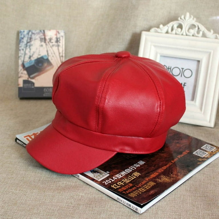 SikaFu Plain Leather Beret Caps Men Women Vintage Artist  display picture 1