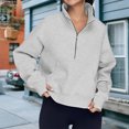 thumbnail image 4 of Sudadera Ropa de otoño con cuello alto y media cremallera para mujer, traje diario de color sólido (gris S) Ygjytge Gris T S para Mujer, 4 of 6