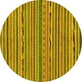 thumbnail image 1 of Ahgly Company Machine Washable Indoor Round Abstract Yellow Modern Area Rugs, 8' Round, 1 of 4