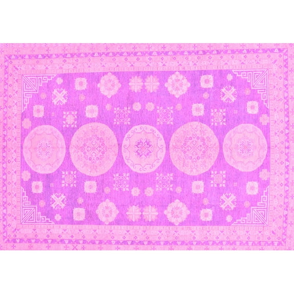 Ahgly Company Indoor Rectangle Oriental Pink Traditional Area Rugs, 7' x 10'