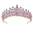 thumbnail image 1 of Couronne de mariage pour femme, en alliage de zinc, strass exquis, accessoires pour cheveux, pour bal de promo, fête costumée, or et violet, 1 of 4