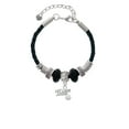 thumbnail image 2 of Delight Jewelry Silvertone Hit Like a Girl with Enamel Volleyball Middle Sister Celtic Knot Leather Bead Bracelet, 7"+2" Extender, 2 of 4