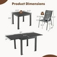 thumbnail image 3 of Gymax Ensemble de Salle à Manger d'Extérieur 5 Pcs avec Table en Aluminium Extensible et 4 Chaises Empilables, 3 of 9
