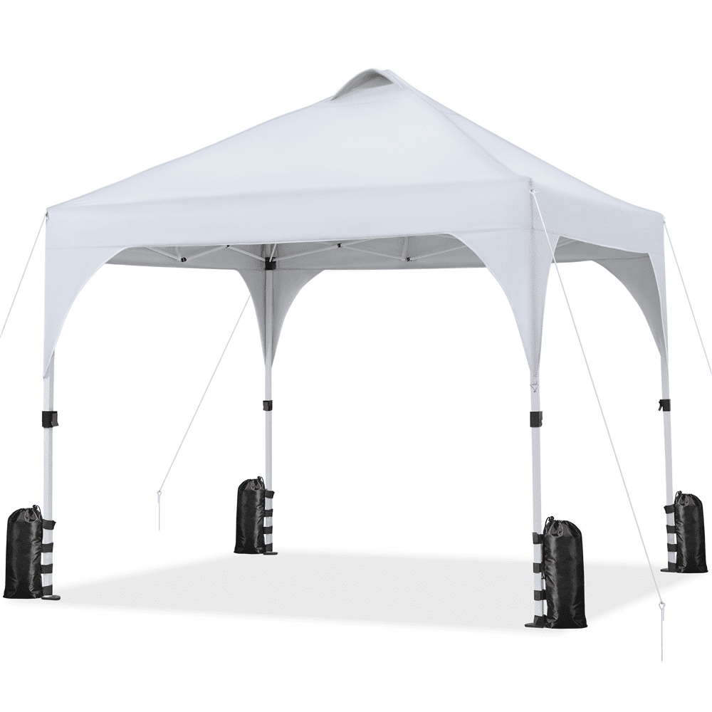 Renwick 10x10ft Pop-Up Instant Canopy Tent with 4 Sand Bags, White