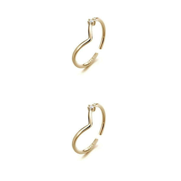 Anillo abierto en forma de V para mujer Sonducket 2piezas Oro