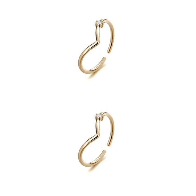 Anillo abierto en forma de V para mujer Sonducket 2piezas Oro