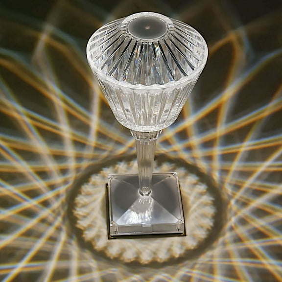 BalsaCircle Clear 10" Acrylic Crystal Prism Table Lamp USB Rechargeable LED Light Party Events Decorations