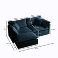 thumbnail image 3 of Hypeshops Upholstered Chenille L-Shaped 2-Seater Sofa Coach with Footrest, Blue for Living Room, 3 of 5