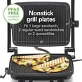 thumbnail image 4 of Hamilton Beach Panini Press Sandwich Maker & Electric Indoor Grill, 10" x 8" Nonstick Grill Plates, Chrome, 4 of 9