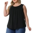 thumbnail image 2 of DARING DIVA Women's Plus Boho Pleated Curved Hem Tank Top Blouse 2X Black, 2 of 6