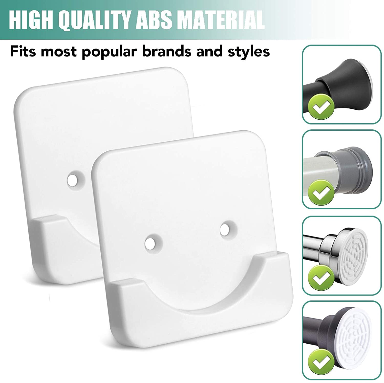 Details about   Shower Rod Holders,Adhesive Bathroom Socket for Curtain,2 Pcs Rod Not Included 