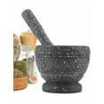 thumbnail image 4 of Granite-Pattern Garlic Press & Mortar Set | Manual Garlic Mincer & Chili Grinder | Non-Slip Plastic Pestle for Pepper/Spices | Multi-Purpose Kitchen Tool for Home Cooking, 4 of 9