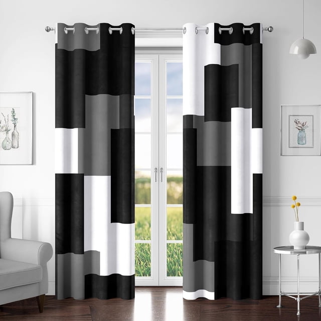 Cortinas opacas Tyrot, color negro y gris, 100% opacas, 213 x 213 cm