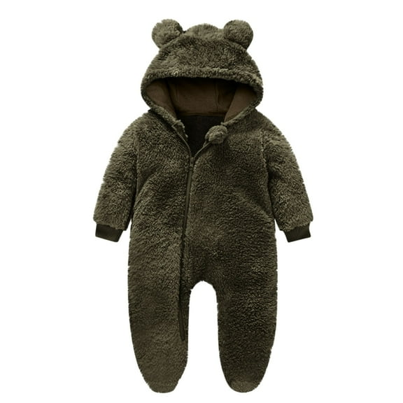 Uaswgudfs Newborn Baby Girl Boy Outfits Cartoon Bear Snowsuit Winter Warm Clothes Coat Infant Footies Jumpsuits
