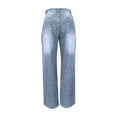 thumbnail image 5 of Luwomo Womens Jeans Loose Fit High Waisted Straight Leg Wide Leg Long Trousers Regular Denim Pants Light Blue,L, 5 of 5