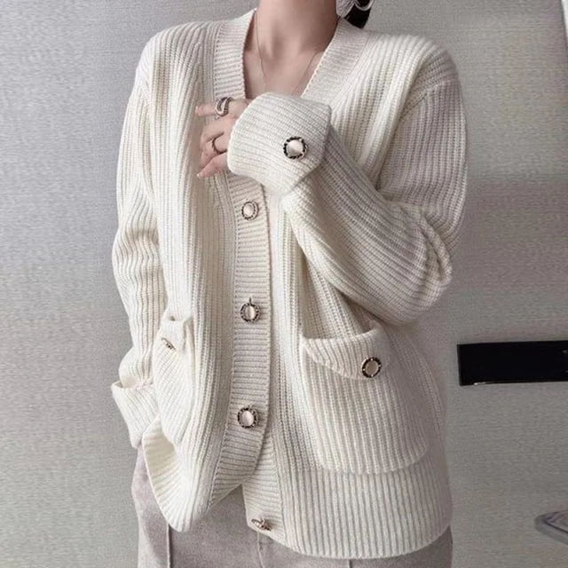 Suéter de mujer de gran tamaño, chaqueta tipo cárdigan, suéter holgado y cálido para otoño e invierno, suéteres de punto informales para mujer, prendas de vestir exteriores 4XL