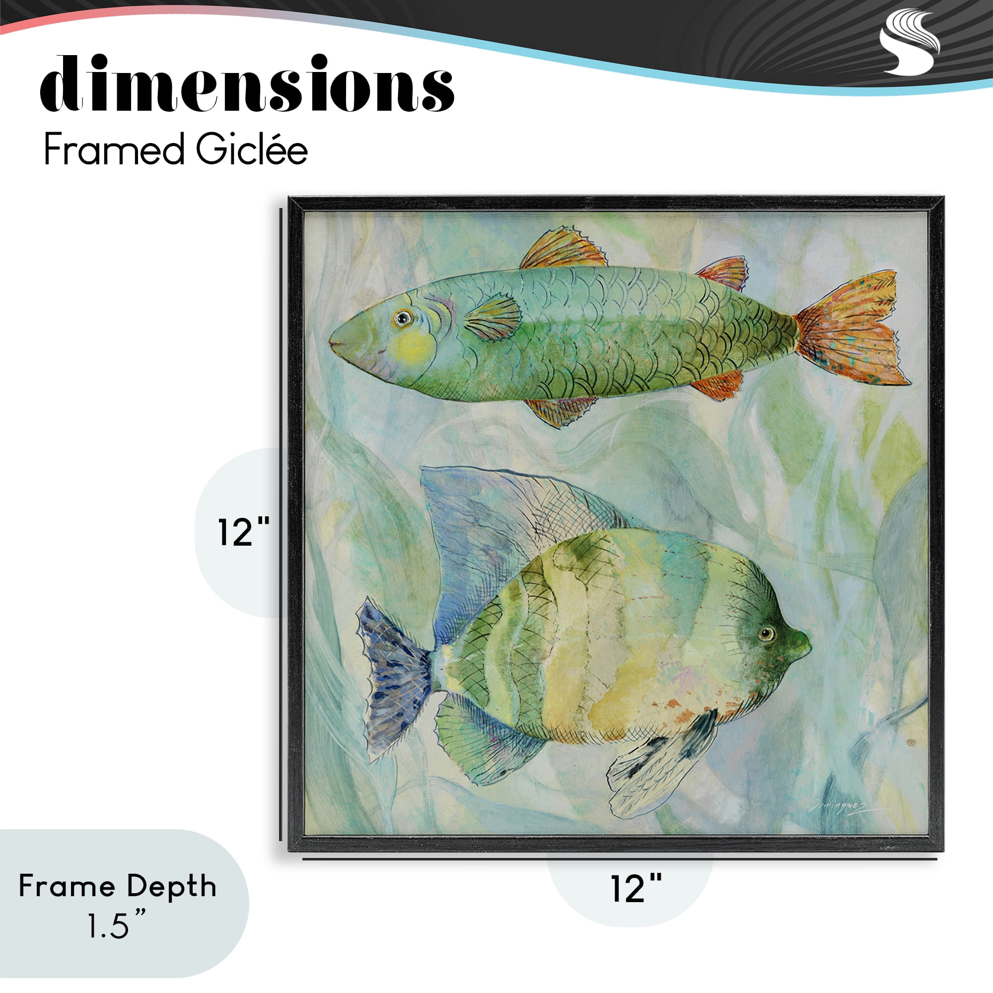 Stupell Industries Sweet Fish Duo Watercolor Black Framed Giclee Art, design by Lorenzo Collective
