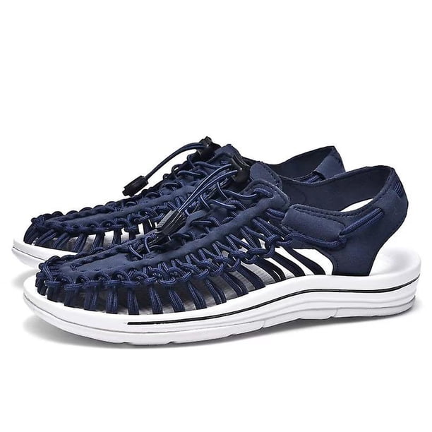 Sandalias unisex, sandalias de moda para parejas, sandalias transpirables huecas tejidas, sandalias de playa para mujer, sandalias para hombre, sandalias planas para exteriores, azul marino-40 Teléfono móvil Teléfono móvil Accesorios para teléfonos móviles