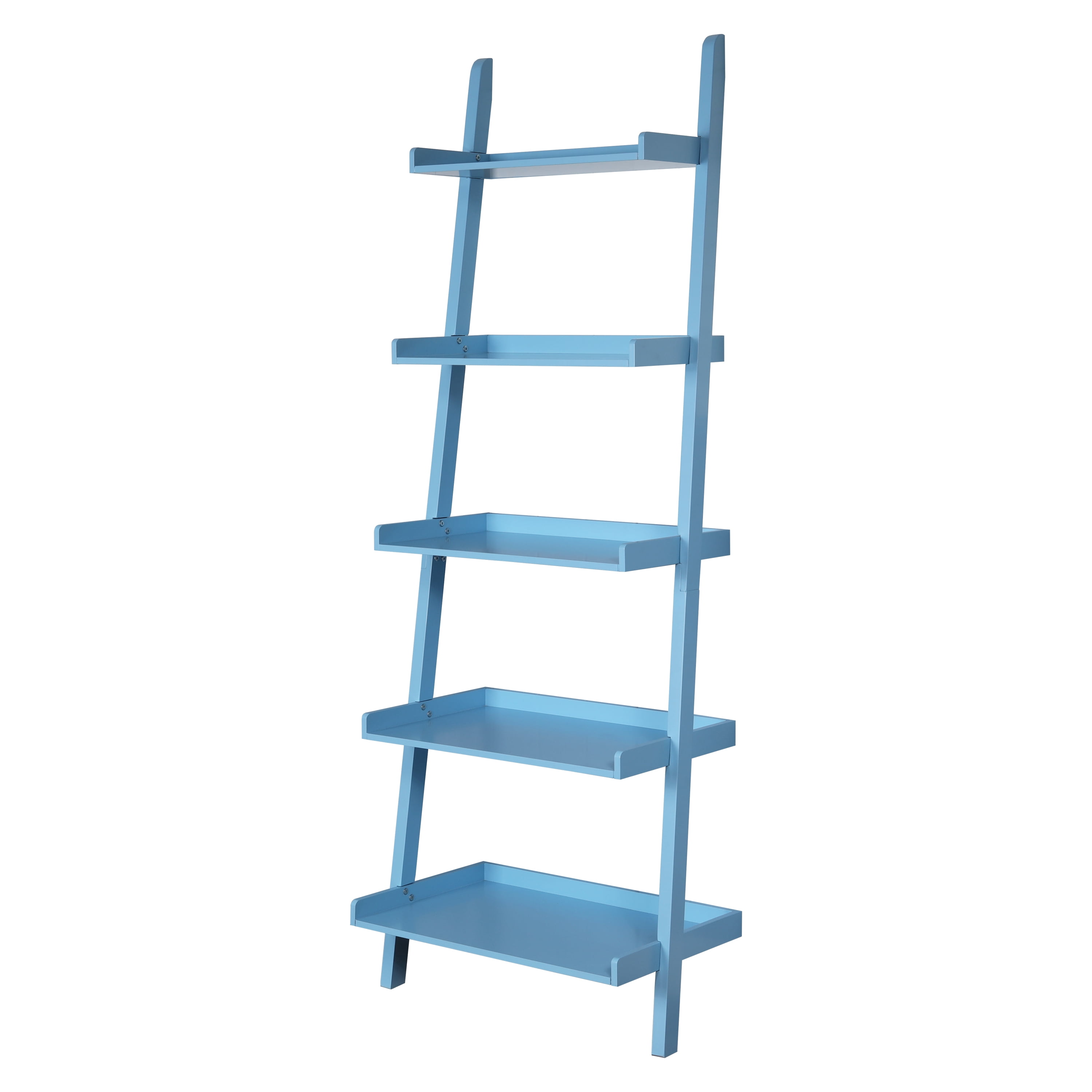 5-Tier Ladder Shelf – Leaning Book Case – Bookshelf for Bedroom, Living Room, or Kitchen Shelving Sky Blue