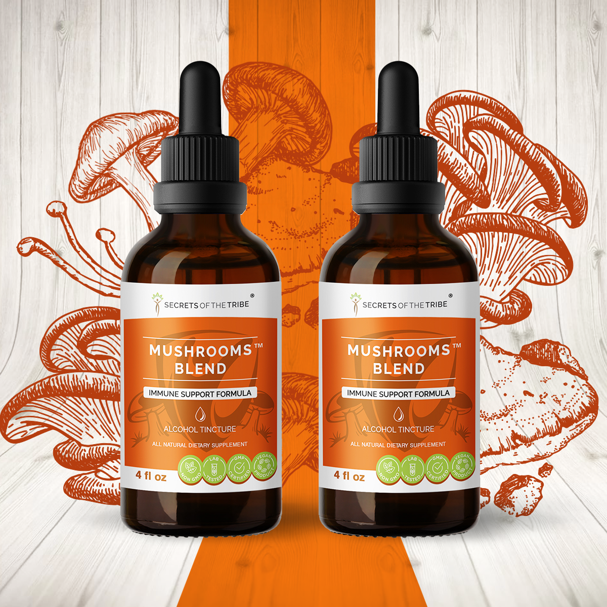 Mushrooms Blend Alcohol Extract, Tincture, Chaga, Shiitake, Maitake