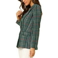 thumbnail image 5 of Allegra K Women's Notched Lapel One Button Hip Length Houndstooth Blazer, 5 of 7