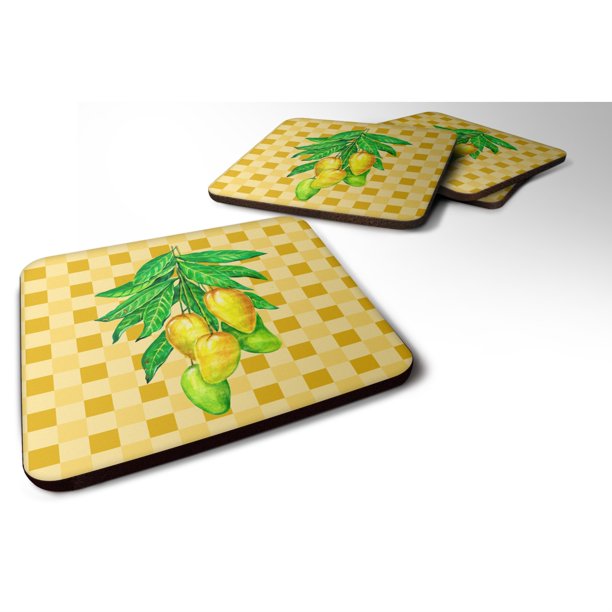 "Treasures Mangos on Branch on Basketweave Decorative coasters, 3.5, Multicolor" Caroline's Treasures BB7232FC