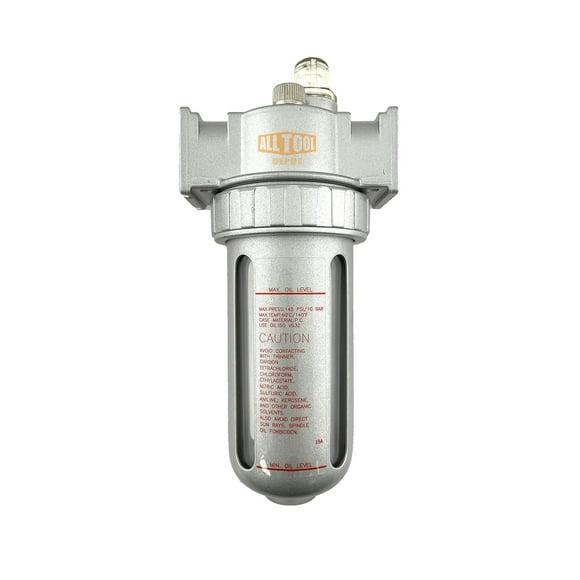 1/2” NPT MID FLOW Lubricator Oiler For Compressed Air Lubricate Pneumatic Air Tools, Poly Bowl With Visible Oil Level, 150 PSI Max