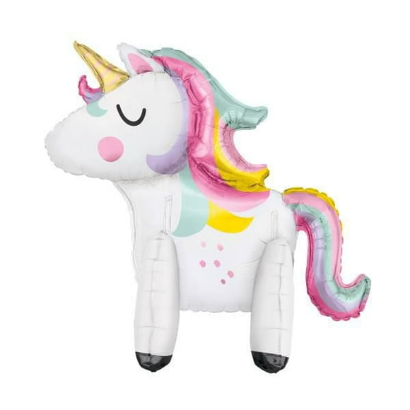 Pièce maîtresse géante debout de ballon d'aluminium de licorne, 30"