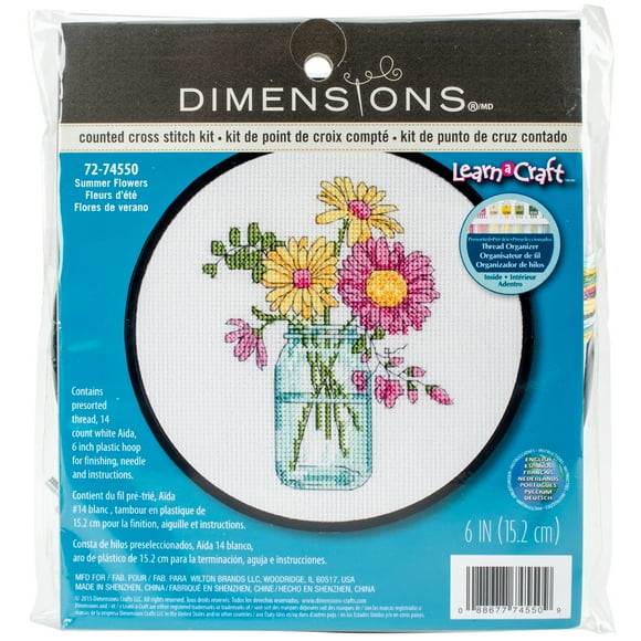 Dimensions Cross Stitch Kit 6" Summer Flowers