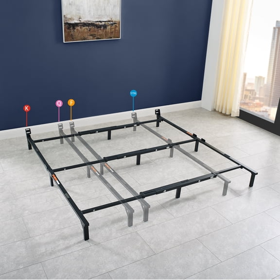 Mainstays 7 in Adjustable Low Profile Bed Frame, Twin-to-King, Black Steel