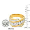 thumbnail image 4 of Dazzlingrock Collection Round White Diamond 5 Stone Wedding Band for Men (0.15 ctw, Color I-J, Clarity I2-I3) in Sterling Silver with Yellow Gold Plated, Size 11.5, 4 of 5