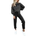 thumbnail image 3 of LEKODE Comfort Sweatshirt Going Out Set Jogger Sets for Women 2 Piece Longsleeve Tops Athletic Set Women Thermal Top Gym Sets Women Black L, 3 of 9