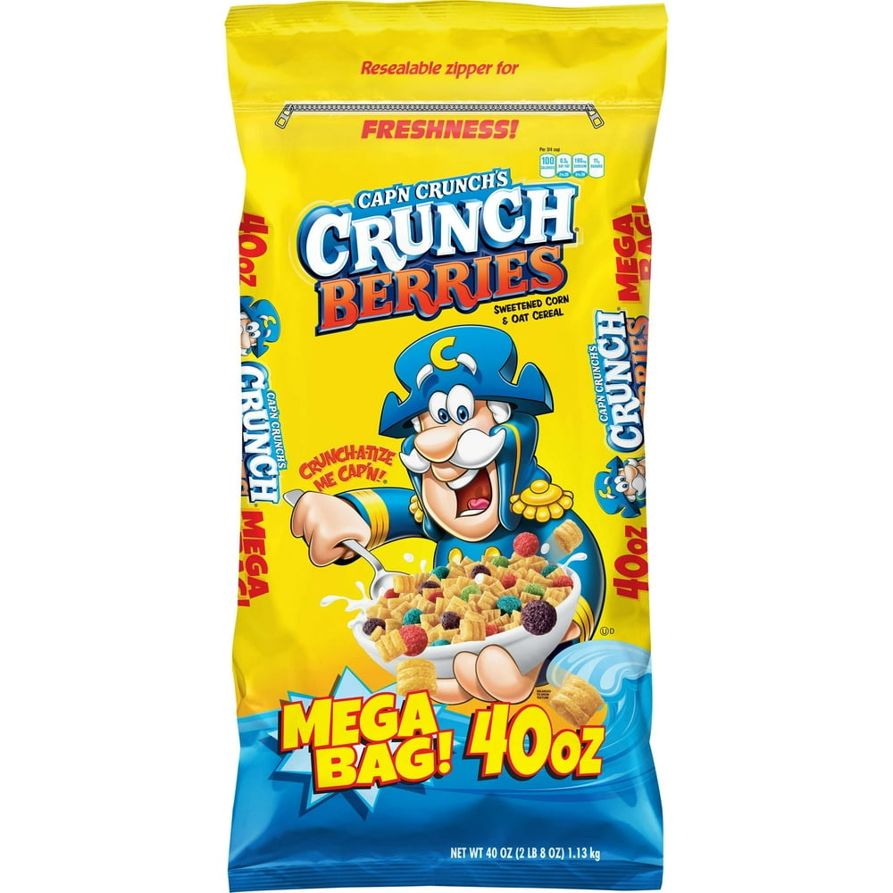 Cap'n Crunch Breakfast Cereal, Crunch Berries, 40 oz Bag