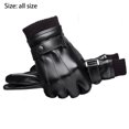 thumbnail image 2 of Guantes de piel de oveja de invierno para hombre, guantes cálidos para mensajería con pantalla táctil y forro de cachemira, 2 of 5