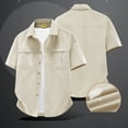 thumbnail image 4 of Kalauyu Men's Button Down Shirts Short Sleeve Cotton Shirts with Double Chest Pocket Lightweight Casual Outdoor Work Solid Color Cargo Tops, 4 of 9