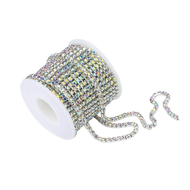 Rouleaux de Garniture Transparente en Chaîne de Strass de 10 Verges DIY Crystal pour Couture et Artisanat, Couleur AB
