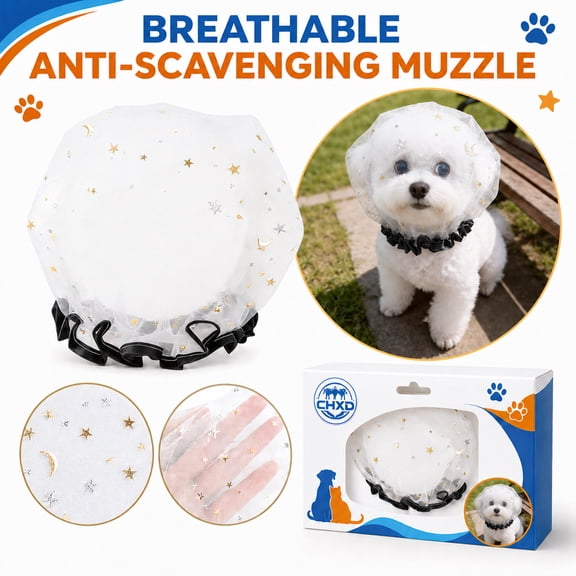 Dog Face Net Mesh Muzzle Breathable Anti Scavenging Head Cover with Adjustable Strap Quick Release for Dogs Walking Travel Park Social Use