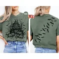 thumbnail image 4 of Comfort Colors 1717 Haunted House Pumpkin Bats Both-Sides Printed Halloween T-Shirt, 100% Cotton – Gift for Halloween, 4 of 8
