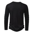 thumbnail image 3 of Mens Clothing Long Sleeve T-shirt Fashion Button Henry Collar Tops, 3 of 6