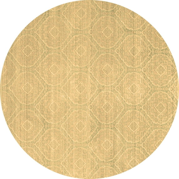 Ahgly Company Indoor Round Abstract Brown Contemporary Area Rugs, 4' Round