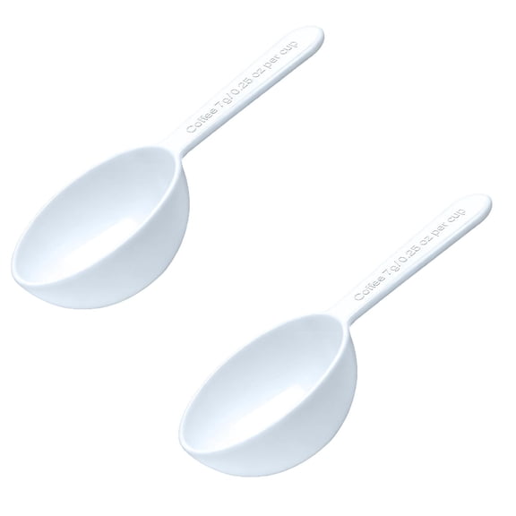 Shiogb 2 Pcs Plastic Coffee Measuring Spoons Short Handle for Tea Sugar Cereal Powder, White 7g Scoop for Coffee and Spices