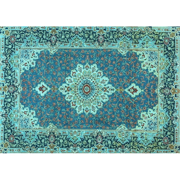 Ahgly Company Indoor Rectangle Medallion Light Blue Traditional Area Rugs, 2' x 3'