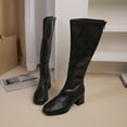 thumbnail image 6 of YLYL Women's Knee High Boots Square Toe Chunky Block Heel Zip up Pull on Wide Calf Boots, 6 of 9