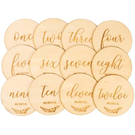 YDHely 12 Pcs Wooden Baby Monthly Milestone Cards from Newborn to 1 ...