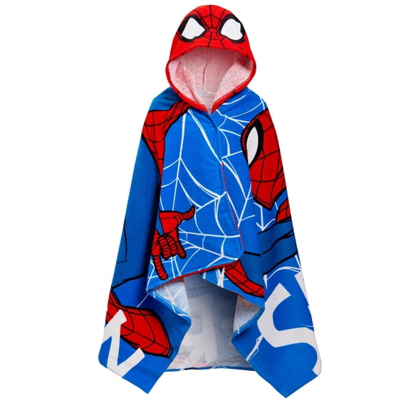 Poncho de toalla con capucha Spider-Man, 100% algodón, 125 x 75 cm