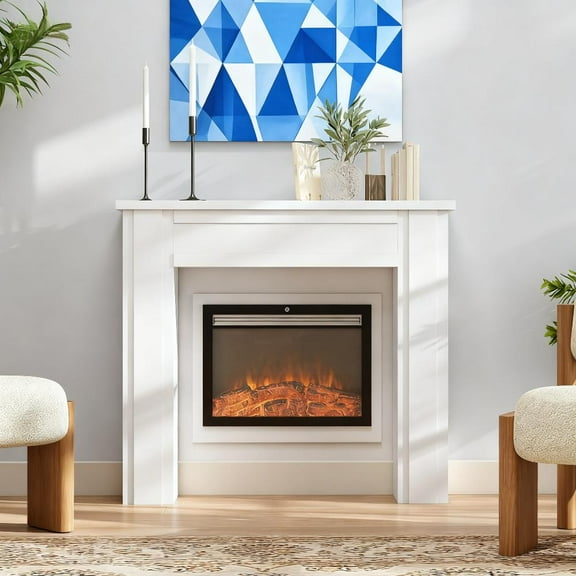 Fireplace Mantel, Freestanding Fireplace Surround with Leg for Electric Fireplaces