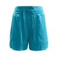 thumbnail image 6 of YMNXA Women's Casual Summer Shorts High Waist Solid Color Loose Comfortable Shorts With Lined Pockets For Outdoor Activities And Daily Wear,Sky Blue,Xxxl, 6 of 7